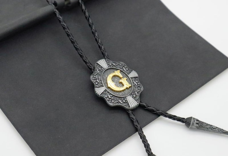 KECOL Western Letter Bolo Tie Cowboy Aalphabet A to Z Neckties Necklace for Men Women - Image 4